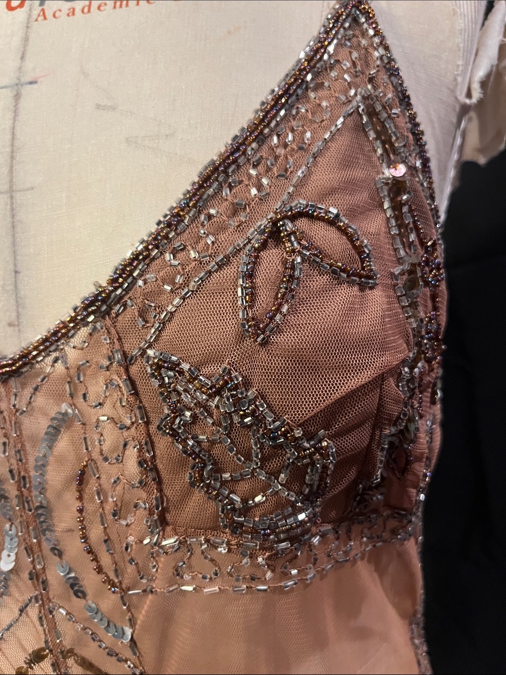 Beaded Sheer Peach Camisole Top - Picture 2 of 9
